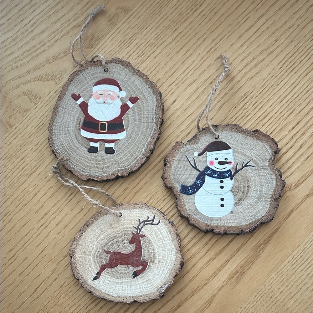 Festive Wooden Holiday Ornaments Set